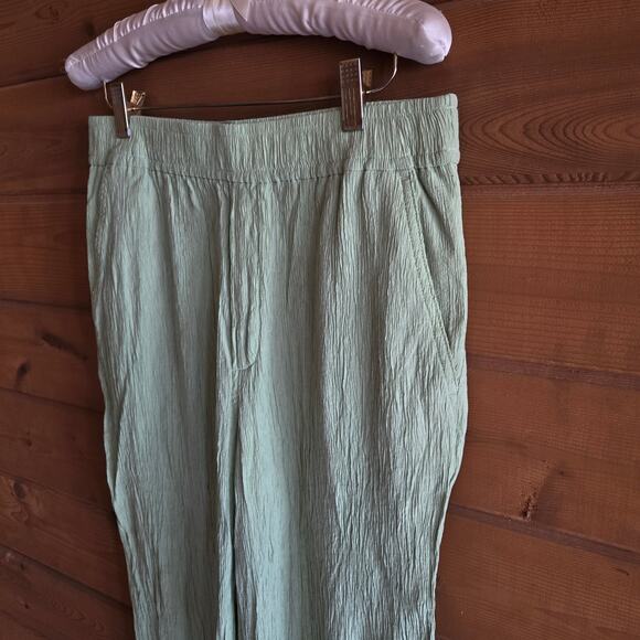 Madewell Crinkled Crepe Straight Leg Crop Pant Seedling Green Medium Pull On - Picture 5 of 6